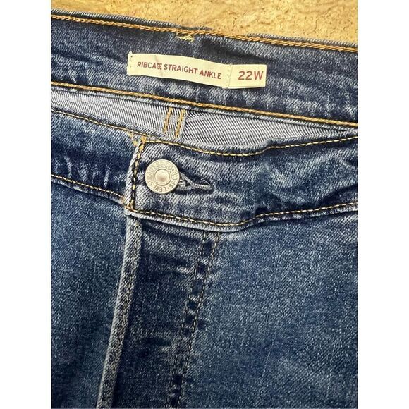 Levi's Ribcage Straight Ankle Jeans Women 22W Blue Super High Rise Button Fly - Picture 8 of 12